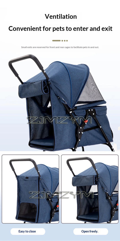 Portable Pet Stroller Dogs Cats Carrier Small Pet Stroller Foldable Suitable Outdoor Travel Dog Cat Supplies