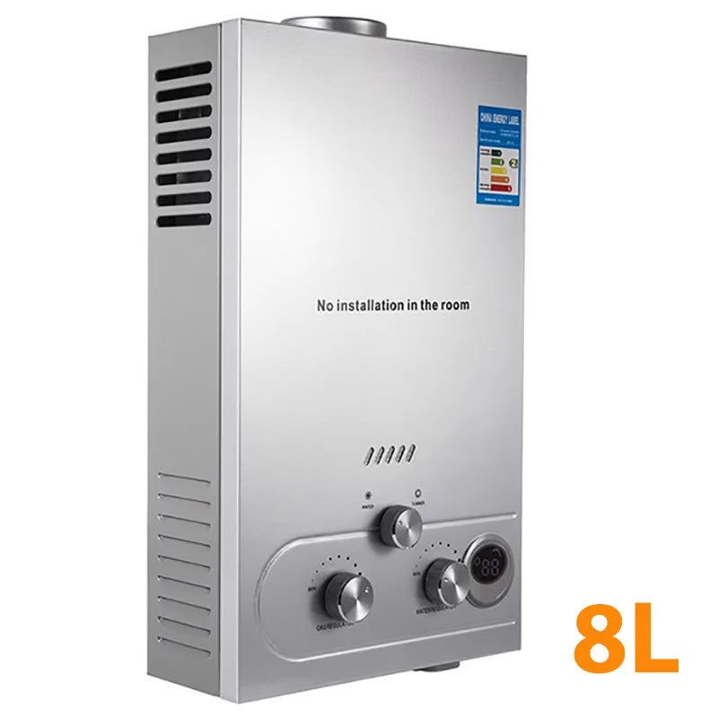 DIVEDEER LPG Gas Hot Water Heater 6L/8L/10L/12L/16L/18L Home Appliance Wall-Mounted Water Heater With Shower Kit Digital Display