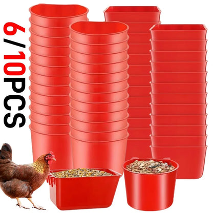 6/10PCS Chickens Feeder Hanging Plastic Chicken Coop Feeding Drinking Bowl Poultry Duck Goose Water Dispenser Chickens Supplies