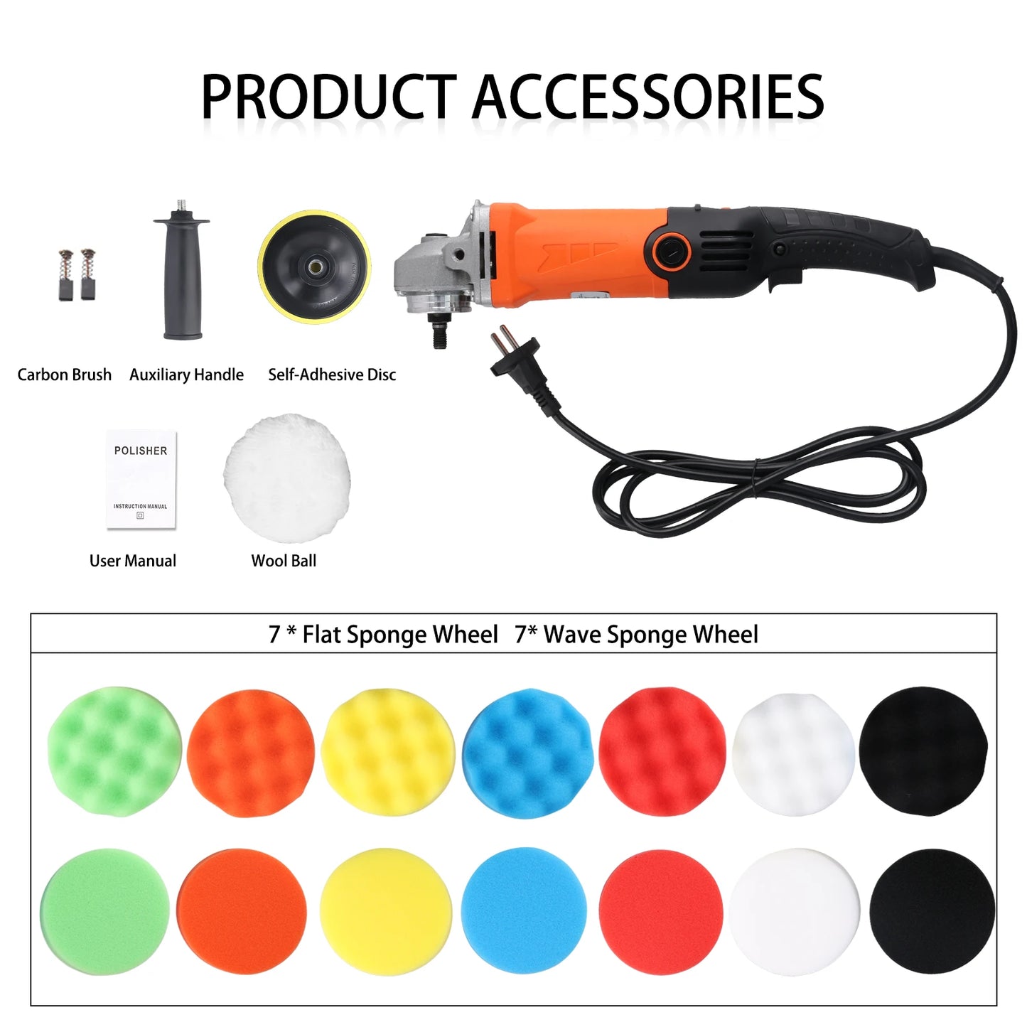 Podofo 1200W Rotary Car Buffer Polisher Waxer with Detachable Handle for Boat and Car Polishing & Waxing, 8800RPM Sponge Rotary Polisher