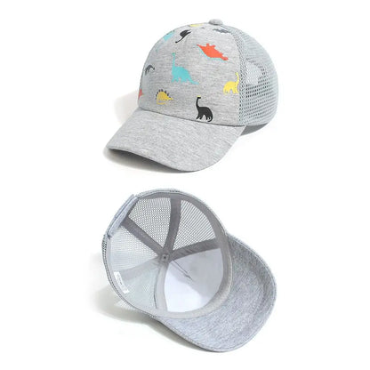 Dinosaur Printed Toddler Baseball Hat Kids Sun Hat Sun Hat Adjustable Age 0-5Y Quick Drying Boys Girls