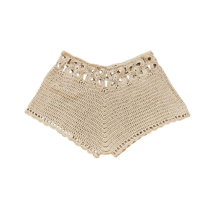 Women´s Beach Shorts Knit Crochet Cutout Bathing Suit Bottoms Drawstring Beach Board Shorts Summer Hot Shorts Streetwear