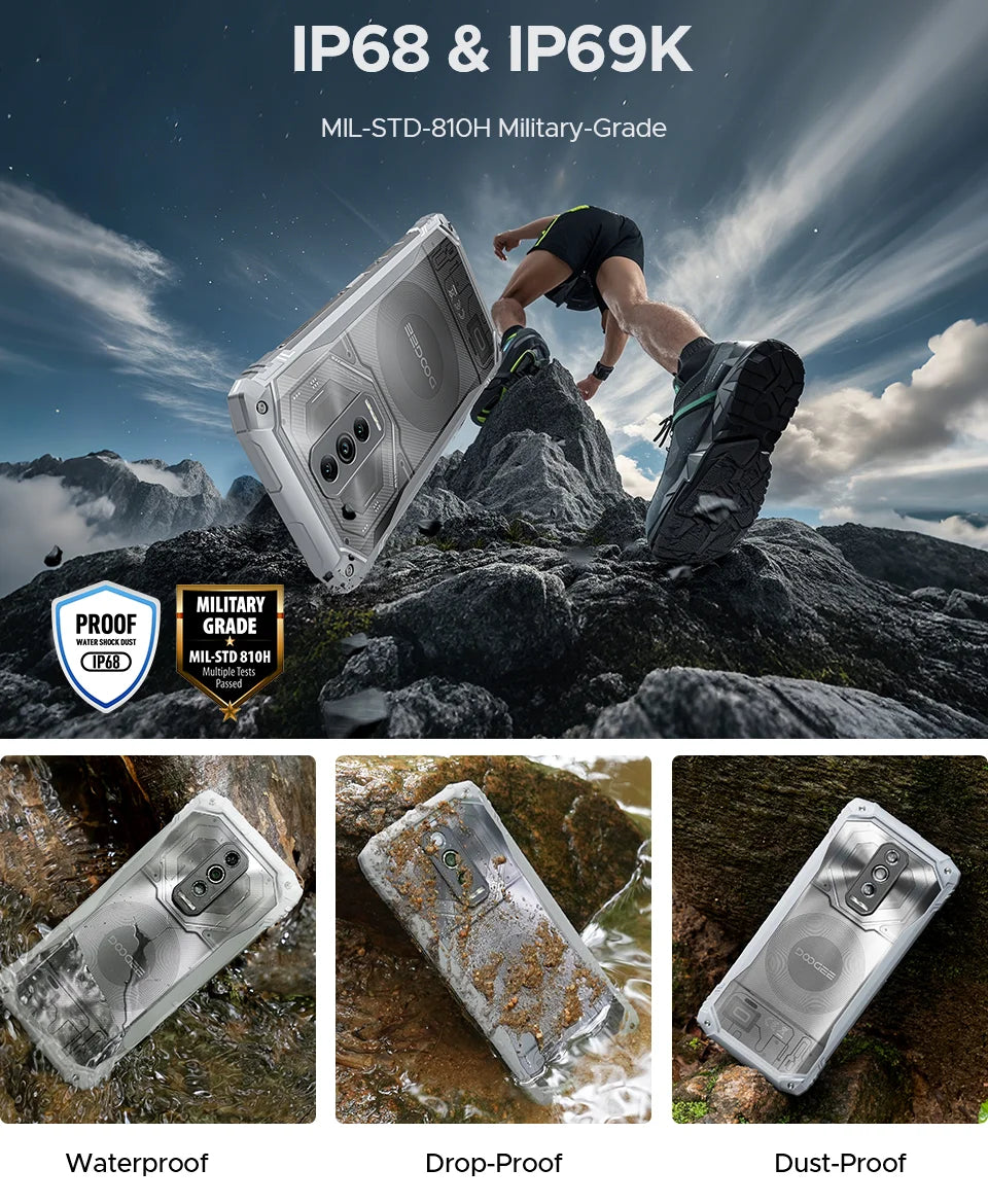 DOOGEE Blade10 Ultra Energy Rugged Phone Gemini AI 10.7mm Ultra-thin 6150mAh Battery Android 15 Widevine L1 Smartphone NFC