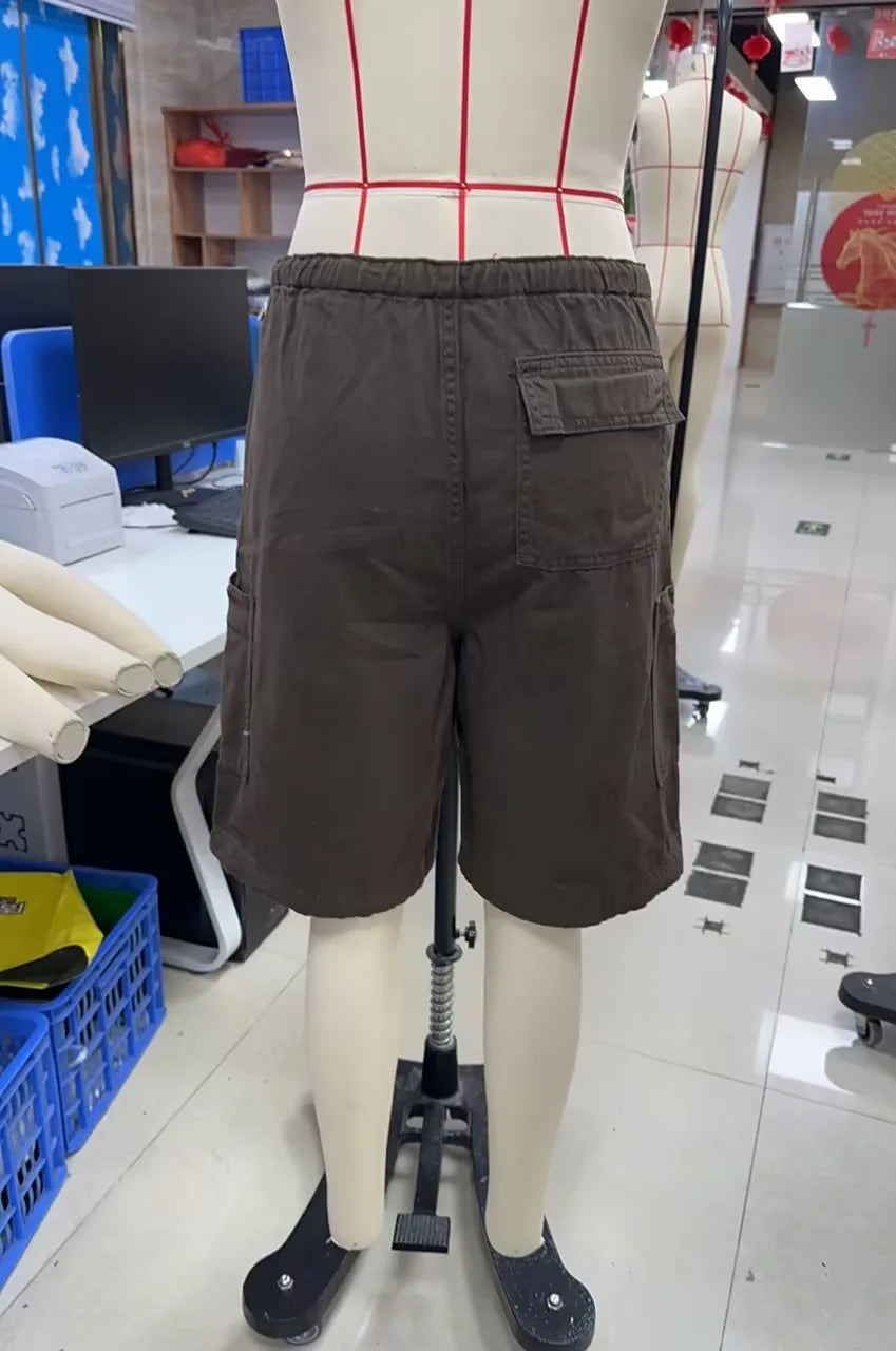 Women Y2K Baggy Cargo Shorts Knee Denim Length Drawstring Waist Multi Pocket Casual Streetwear Summer Loose Fit Jorts