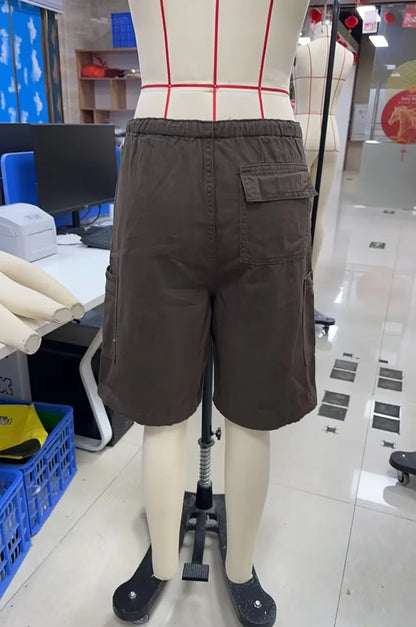 Women Y2K Baggy Cargo Shorts Knee Denim Length Drawstring Waist Multi Pocket Casual Streetwear Summer Loose Fit Jorts