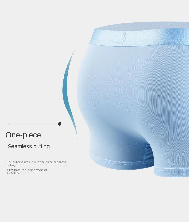 4pcs Boxer Shorts Men's Ice Silk Underwear Cool Underpants Breathable Sexy Thin Panties U Convex Lingerie Wholesale Lots L-6XL