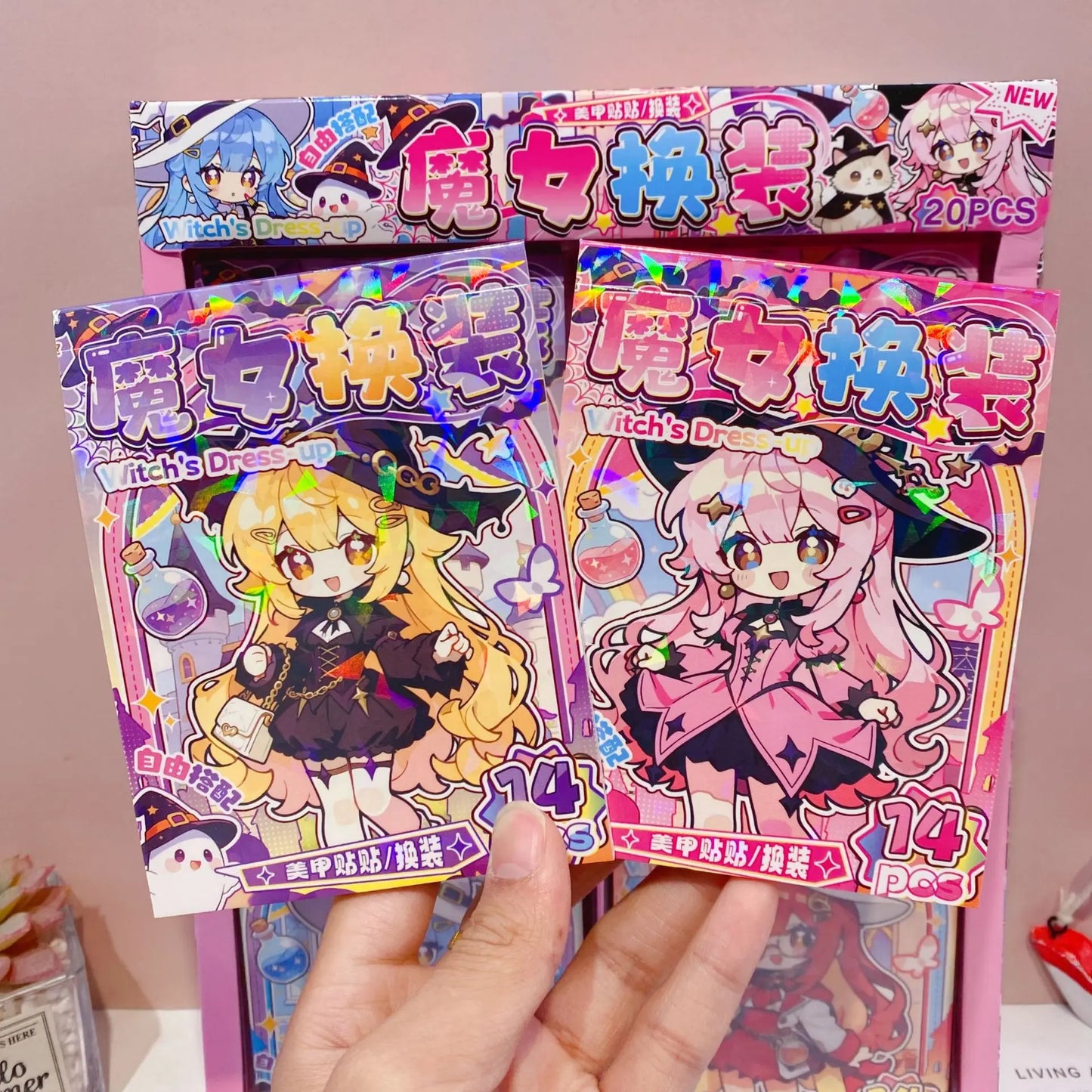 Creative Nail Art Stickers, Featuring Fashionable Girls with Beautiful and Cute Hands, Fun Children's Material Stickers, Witch Dress-Up Girl-Themed High-Appearance Cute Handbook Stickers, and Interesting Children's Material S