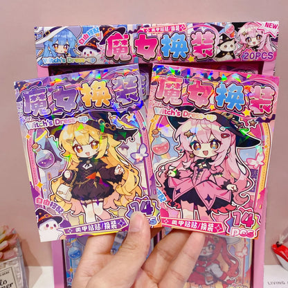 Creative Nail Art Stickers, Featuring Fashionable Girls with Beautiful and Cute Hands, Fun Children's Material Stickers, Witch Dress-Up Girl-Themed High-Appearance Cute Handbook Stickers, and Interesting Children's Material S