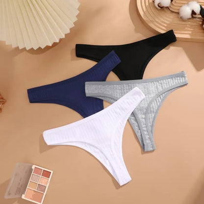 8Pcs/Set Cotton Seamless Thongs For Women Sexy Low Rise Solid Color Breathable Pantys Female Comfortable Soft G-String Underpant