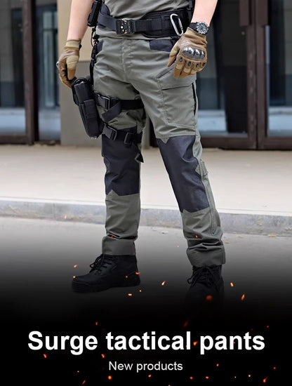 Men's Tactical Pants Outdoor Multi-functional Training Pants with Pockets Waterproof Quick-drying Cargo Pants