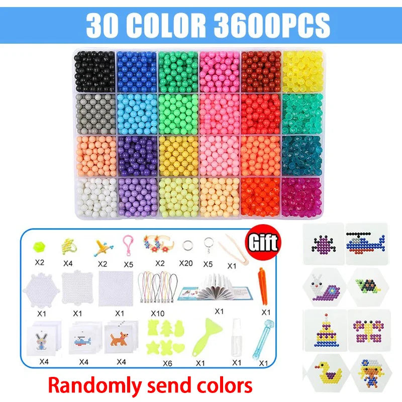 Handmade Magic Water Fuse Beads Creative Beads DIY Art Crafts Toys Magic Water Sticky Beads Sensory Toys Set with Accessories