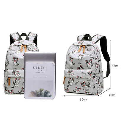 Cute Cat School Bags For Teenage Girls Students Backpack Waterproof Book Bag Travel College Laptop Backpack
