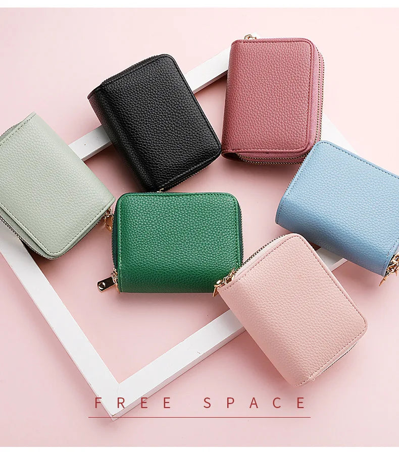 Women's Double Zipper Wallet Fashion Short Credit Card Holder with Large Capacity Coin Purse