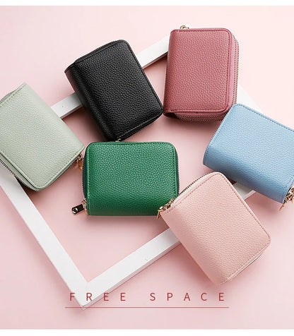 Women's Double Zipper Wallet Fashion Short Credit Card Holder with Large Capacity Coin Purse