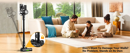 Cordless Vacuum Cleaner, 55Kpa/55min Self-Standing Powerful Stick Lightweight Vacuum Cleaner for Home Pet Hair/Hard Floor/Carpet