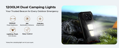 DOOGEE V Max LR 5G Rugged Phone Laser Rangefinder Dual Camping Lights 16GB 512GB ROM 6.78'' Display 20500mAh Battery Smartphone