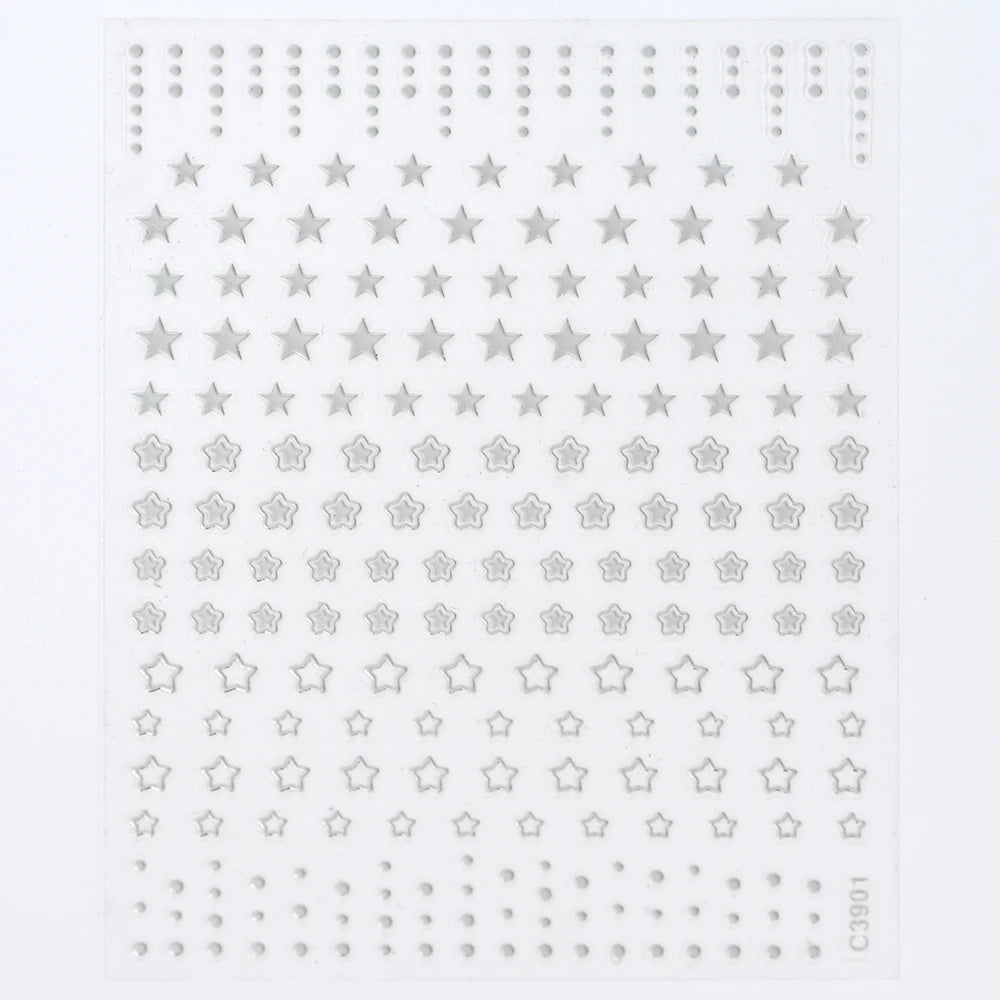 Black White Star 3D Nail Art Sticker Y2K Pentagram Self-Adhesive Decals Laser Shiny Glitters Starlight Manicure Ornaments Slider