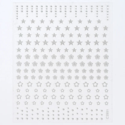 Black White Star 3D Nail Art Sticker Y2K Pentagram Self-Adhesive Decals Laser Shiny Glitters Starlight Manicure Ornaments Slider