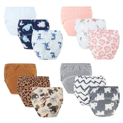 3Pcs Baby Diaper Training Pants for Girls Boys Washable Nappies Infant Cloth Diapers Reusable Kids Underwear Toddler Shorts