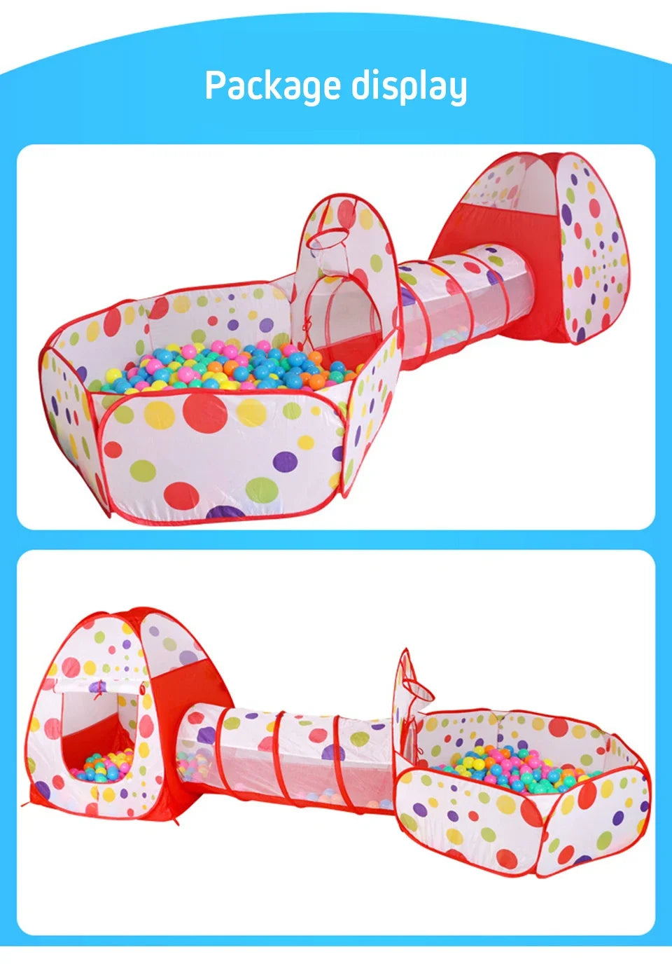 IMBABY 3 in 1 Ball Pool Folding Tent Tunnel for Children Ball Pit Playpen Crawling Tunnel Playground Corral Demgames Games Fence