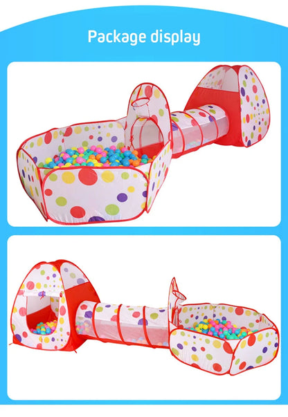 IMBABY 3 in 1 Ball Pool Folding Tent Tunnel for Children Ball Pit Playpen Crawling Tunnel Playground Corral Demgames Games Fence
