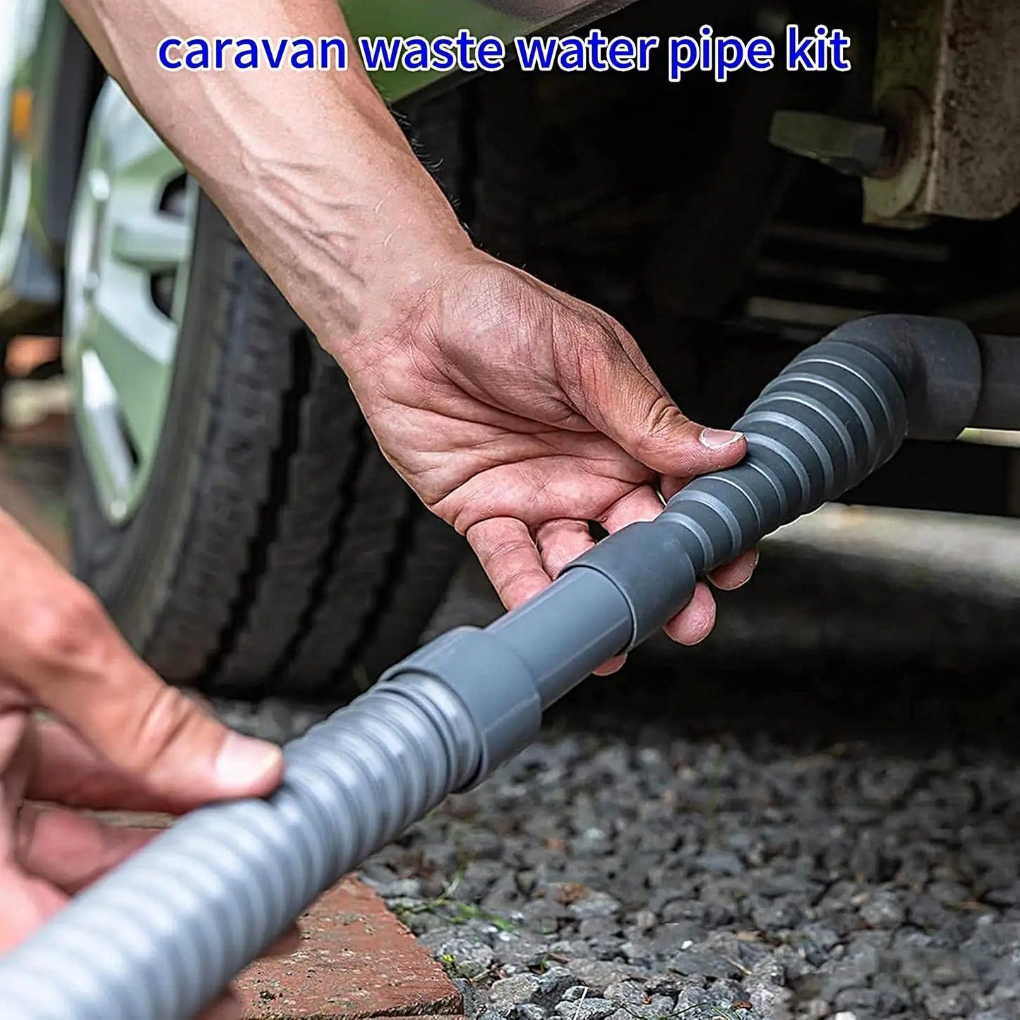 Foldable Caravan Sewer Plumbing Kit with Adjustable Adapter and Clamp Leak-Proof RV Hose Flexible drain hose for motorhomes
