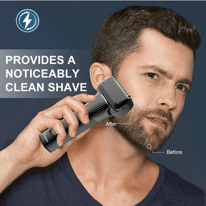 Hatteker 5-D Reciprocating Shaver for Men Home Use Beard Trimmer with LCD Digital Display Mesh Whitener USB Haircut Machine
