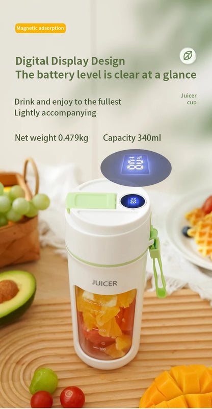 Digital Display Portable Juicer Cup USB Charging Juice Cup Home Multi-functional Automatic Fruit Blender Bottle For Home Kitchen