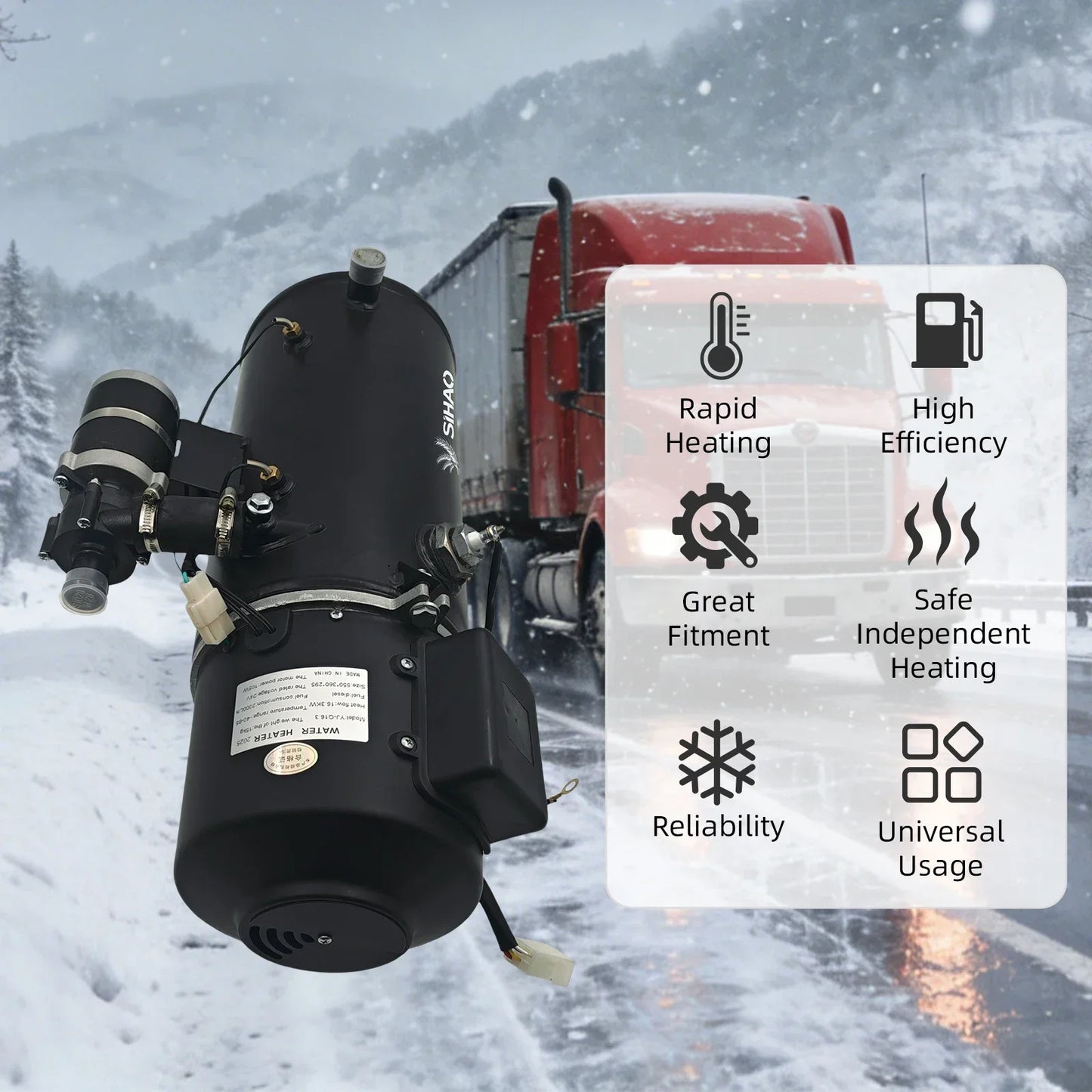 SIHAO 5KW/16.3KW Liquid Fuel Parking Heater Vehicle Auxiliary Heater for Engine Startup Cabin Heating and Windshield Anti-Frost Applications