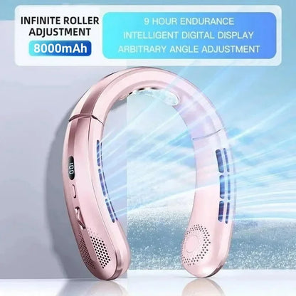 Mini naujas USB pakabinamas ventiliatorius ant kaklo 8000 mAh įkraunamas be menčių nešiojamasis tylus LED skaitmeninis ekranas elektrinis ventiliatorius oro aušintuvas