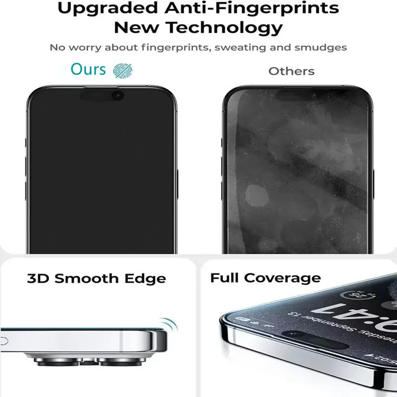 3Pcs Oleophobic Coating Dust Free Installation Screen Protector for IPhone 13 14 11 12 15 16 Pro Max 15 Plus XR 17 Matte Glass