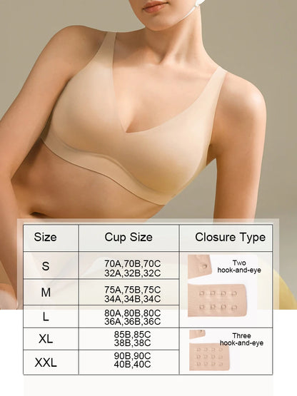 SUJIIN Sexy Seamless Wireless Bras for Women Push Up Padded Soft Support Invisible Lift V Neck Bralette Smooth Bra Female MX208