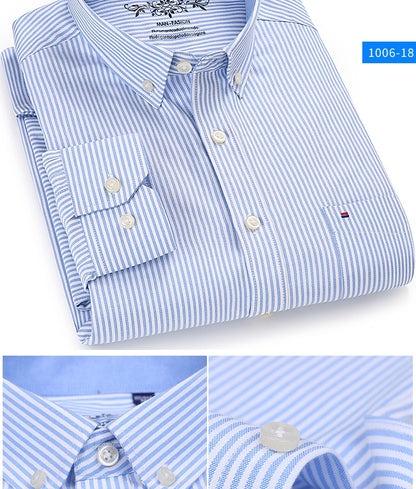 Classic Fit Cotton Full Casual Shirts for Men Solid Color Long-Sleeve Plain Shirt Single Pocket Top Soft Slim Fit Formal Clothes