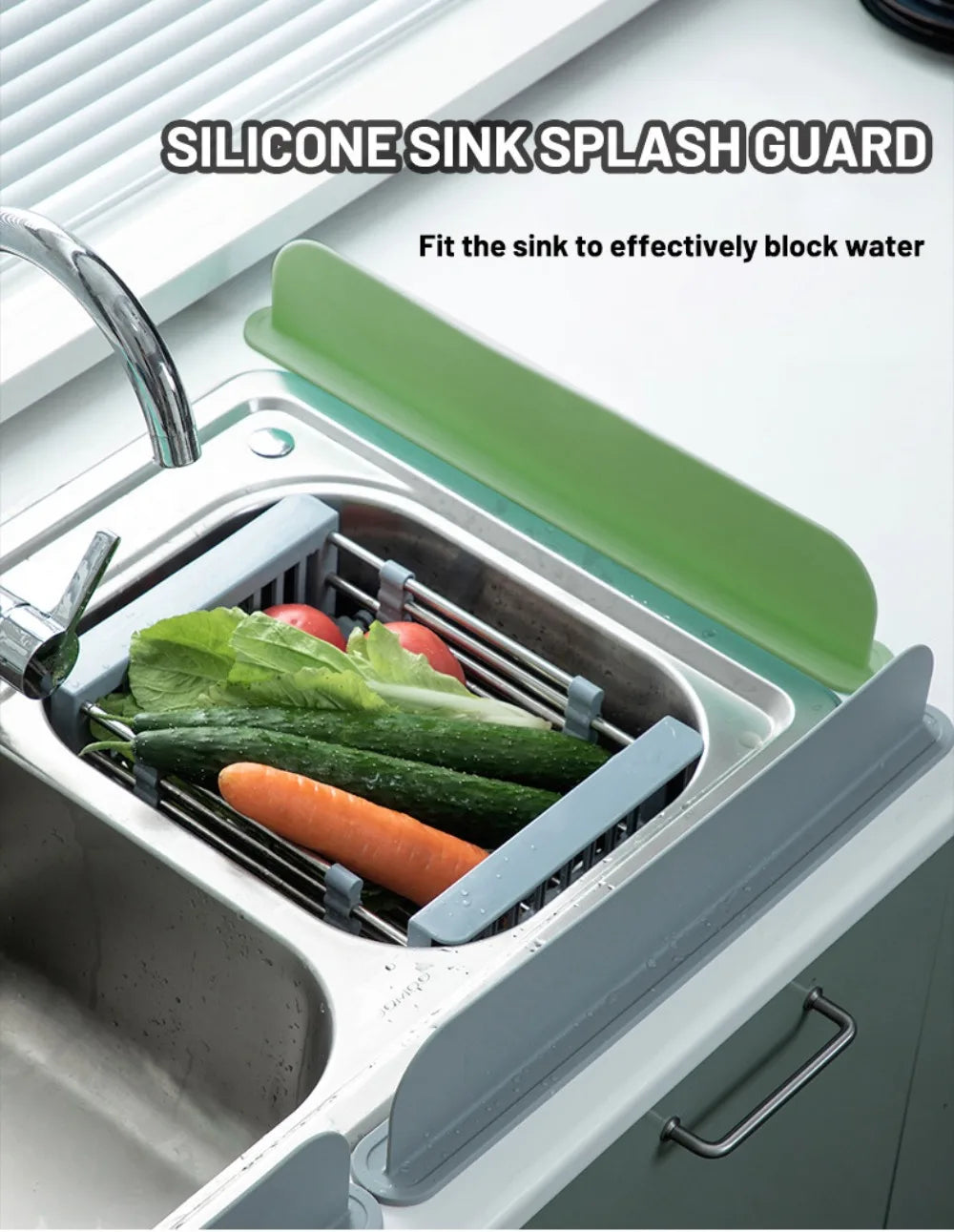 Silicone Sink Splash Guard Kitchen Sink Washbasin Water Barrier Sink Splash Cover with Suction Cup Kitchen Utensils