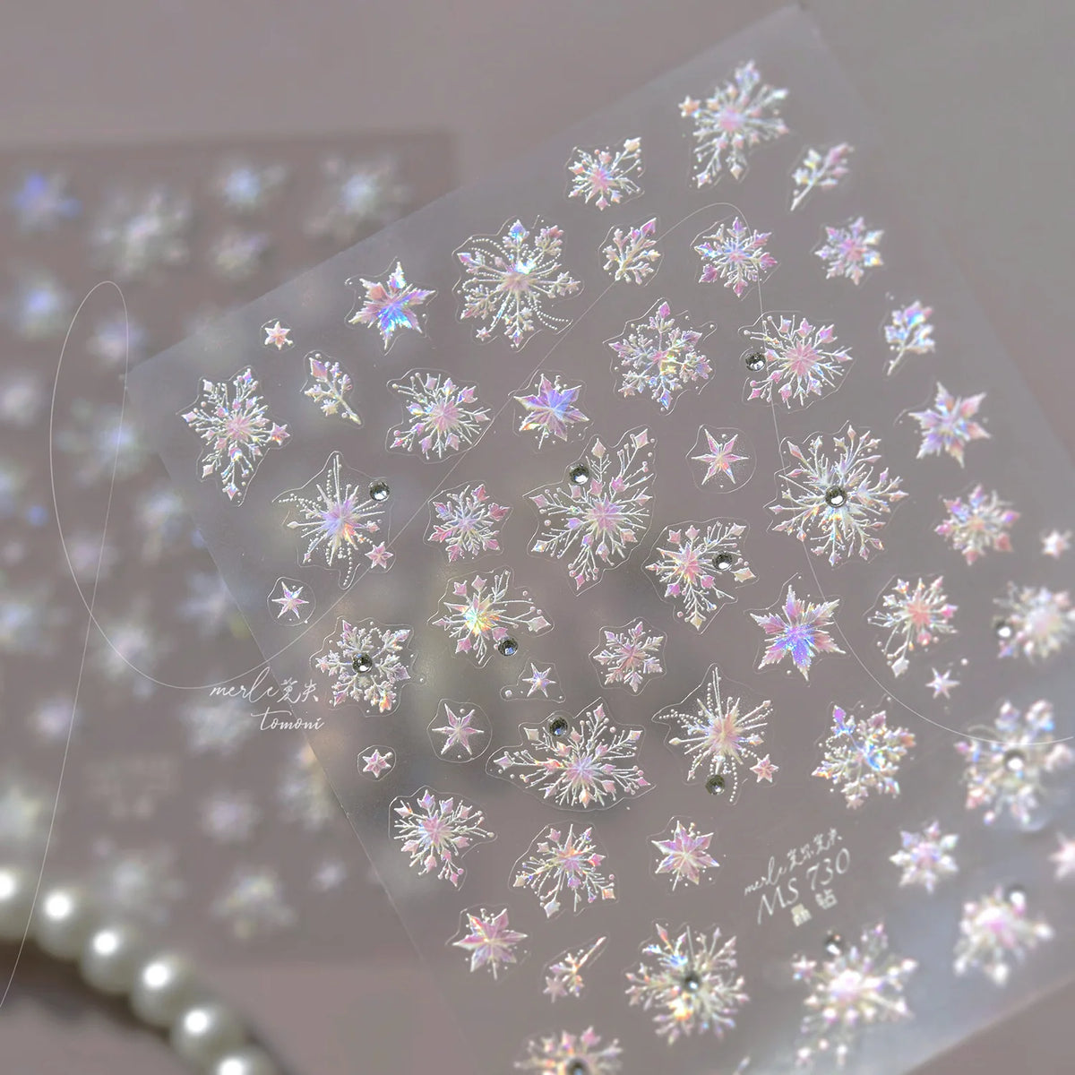 5D Laser Christmas Nail Stickers Crystal Diamond Nail Stickers Retro Gilded Snowflakes Self Adhesive Nail Art Decoration Sticker