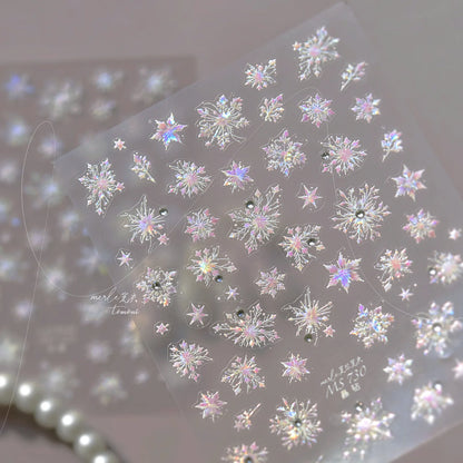 5D Laser Christmas Nail Stickers Crystal Diamond Nail Stickers Retro Gilded Snowflakes Self Adhesive Nail Art Decoration Sticker