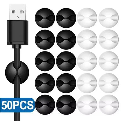 5/50Pcs Cable Clip Winder Organizer Round Charger Cord Clips Desk Tidy Management Wire Adhesive Holder Clamp in Home Office Car