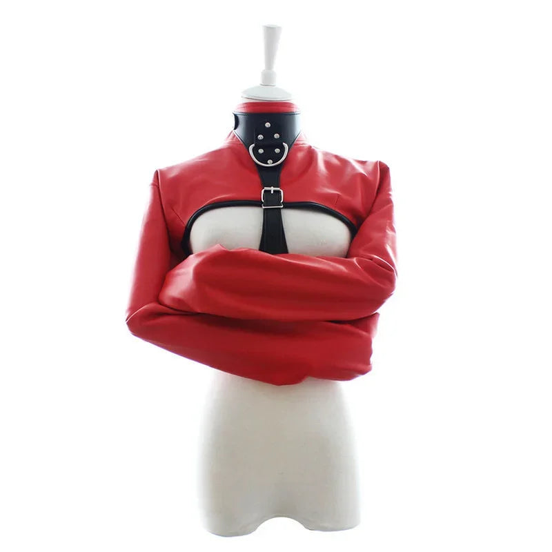 PU Leather Straitjacket BDSM Adult Games Straight Jacket Adjustable  Harness Body Bondage Sex Toy for Women and Men
