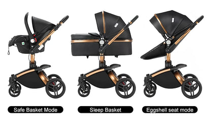 Baby pram Lightweight stroller Baby carriage PU 3in1 stroller Baby stroller 3-in-1 Baby carriage strollers for baby light carts
