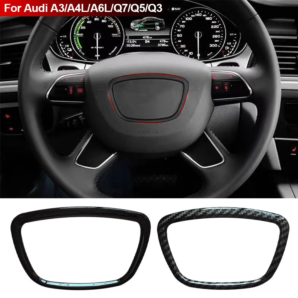 Carbon Fiber Car Steering Wheel Ring Trim Sticker Cover Auto Decoration Accessories For Audi A4 B6 B7 B8 A6 C6 A5 Q7 Q5 A3 8P S3