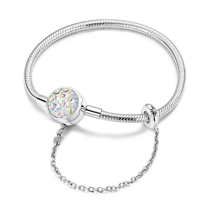 New Charm Bracelet 925 Silver Heart Shape Holy Mother Snake Chain Clasp Bracelet Fit Original Bead DIY Fashion Jewelry