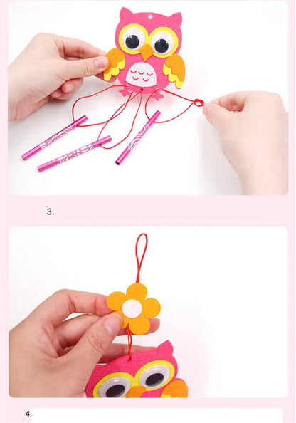 4Pcs/set Children DIY Wind Chimes Handmade Craft Toy Kits Wind Bell Arts Cartoon Hangings Stickers Kids Windbell Toys For Girls