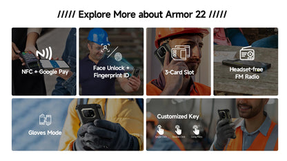 Ulefone Armor 22 Android 14,16GB (8+8GB RAM ),128GB/256GB ROM, 6.58" 120Hz ,6600mAh 33W,NFC,64MP Night Camera, Global Version