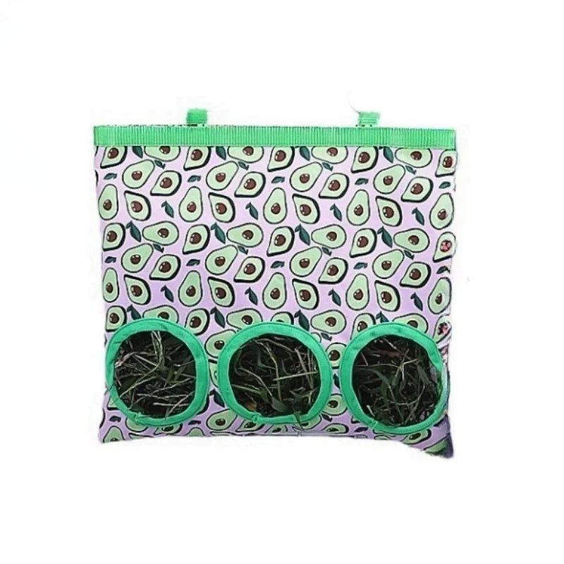 Rabbit Hay Bag 2/3 Holes Hanging Dry Grass Feeder for Guinea Pig Bunny Chinchillas Rats Small Animal Food Storage Bag