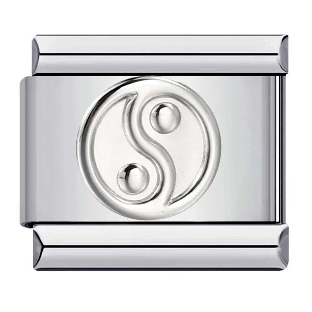 26 English A-Z Letter Name Custom 9mm Link Charms Silver Color Italian Stainless Steel Bracelet DIY Jewelry Making Hand Chain