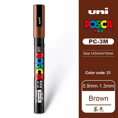 1pcs Japan UNI POSCA Markers PC-1M/3M/5M Acrylic Graffiti Pen Waterproof DIY Stackable Color Art Painting School Supplies