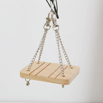 Pet Hamster Wooden Seesaw Climbing Platform Bridge for Small Pet Squirrel Hamster Rabbit Hammock Pet Bird Cage Parrot Swing Toy