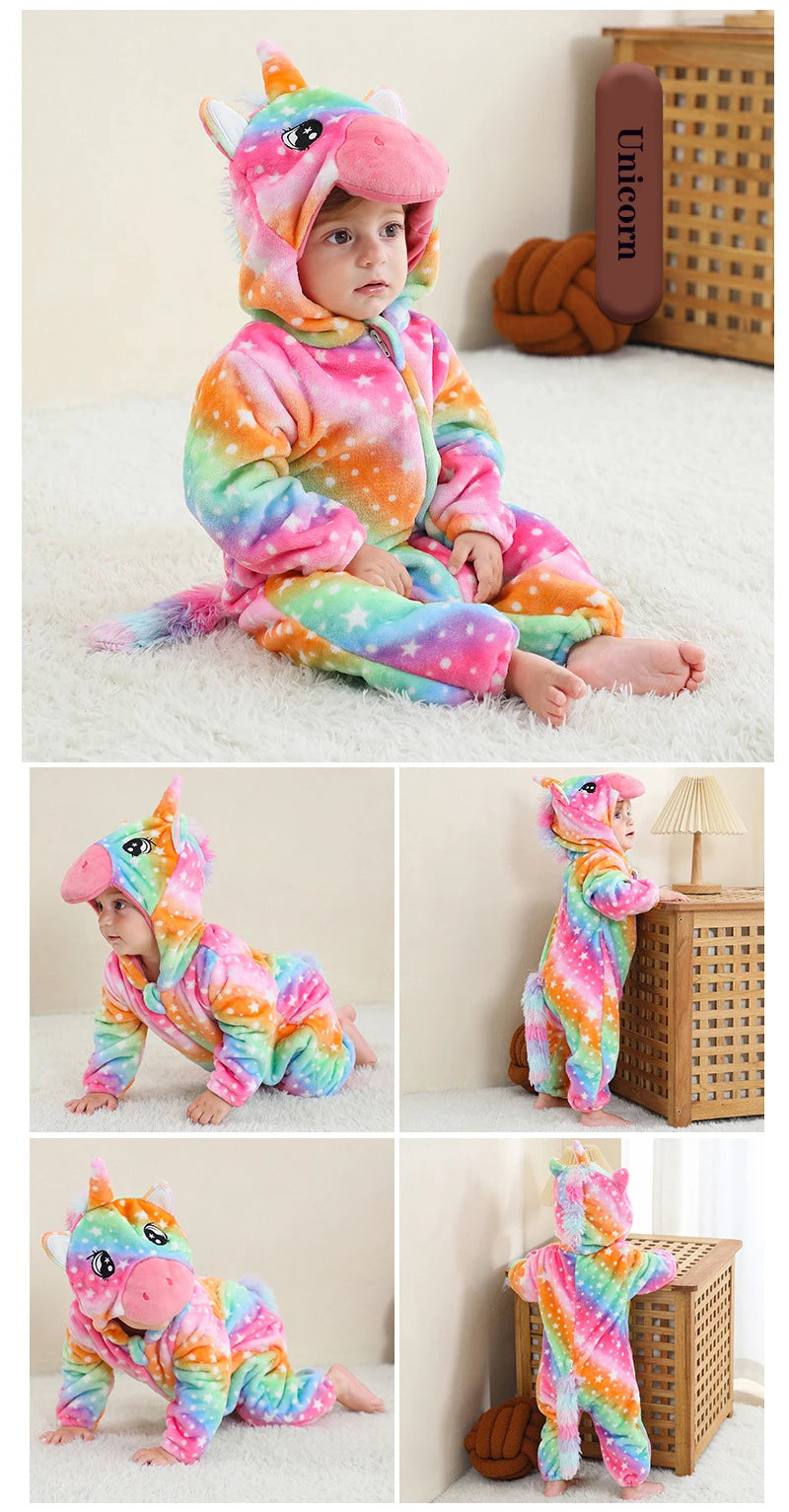 Baby Clothes Winter Pajamas Flannel Thermal Pijamas for Toddler Kids Boys Girls Squirrel Cow Onesies Infant Jumpsuit Pyjamas