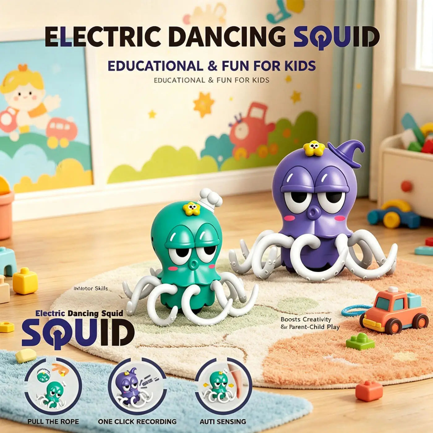 Dancing Jellyfish Squid Dancer Toys Vioce Repeat Electronic Pet Toys Baby Children Interactive Education Toddler Toy kids Gifts