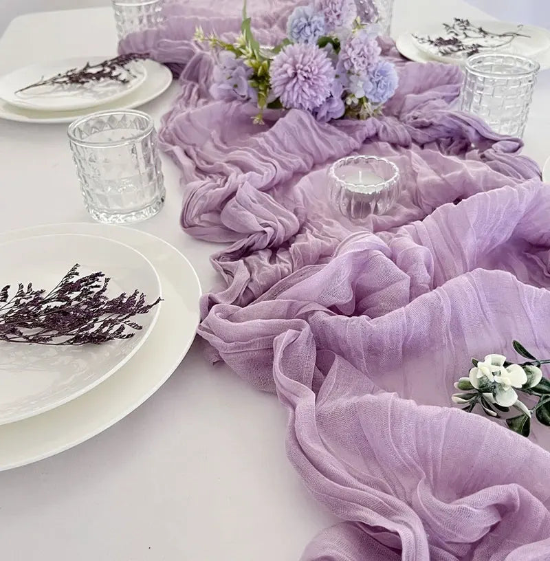 14 Colour Boho Gauze Sheer Cheese Cloth Gauze Table Runner Rustic Cloth Table Runner for Wedding Baby Birthday Party Decorations